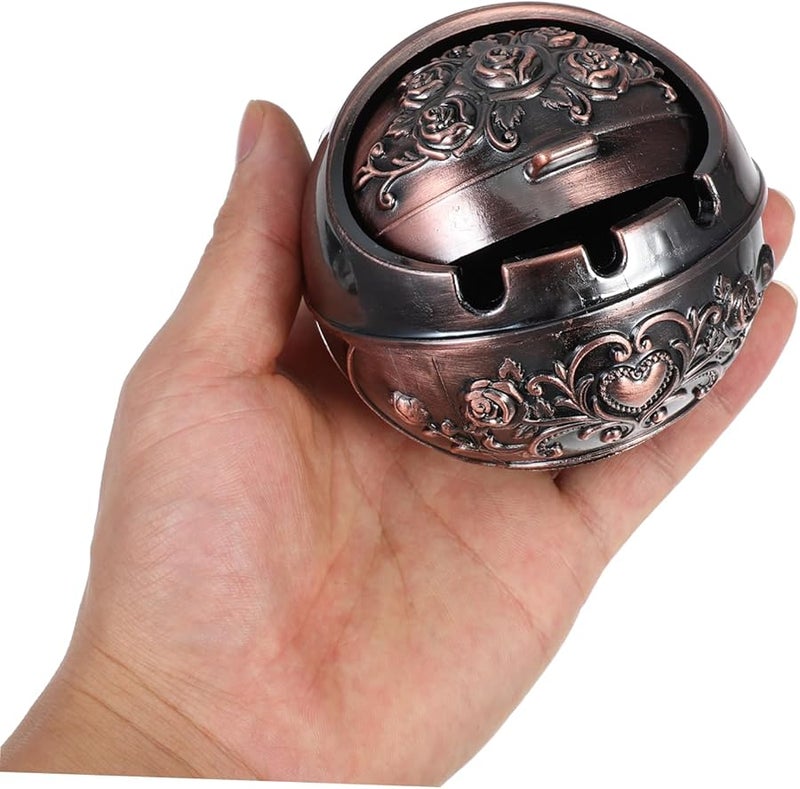 منفضة سجائر معدنية مستديرة مع غطاء للمنزل داخلية خارجية محمولة لغرفة المعيشة - Image 4